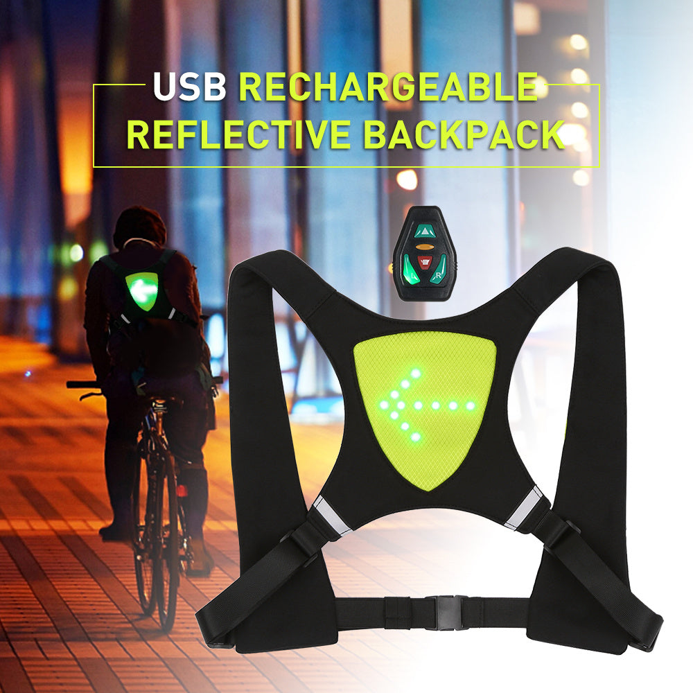 Mochila reflectante recargable por USB con luz LED intermitente y control remoto para deportes al aire libre, bolsa de seguridad, equipo para ciclismo.