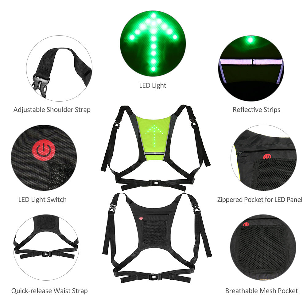 Mochila reflectante recargable por USB con luz LED intermitente y control remoto para deportes al aire libre, bolsa de seguridad, equipo para ciclismo.